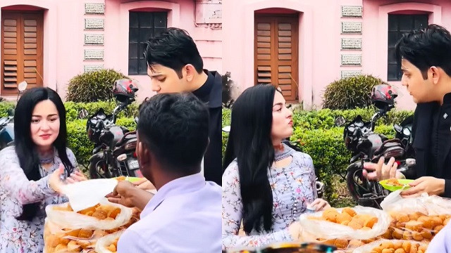 রাফসানের সঙ্গে ফুসকা খাচ্ছেন হানিয়া আমির