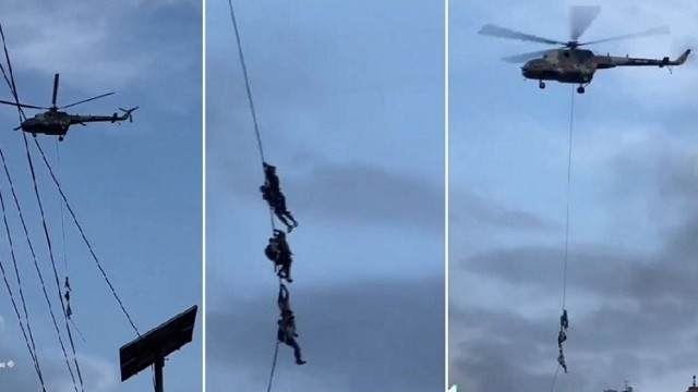 হেলিকপ্টারের দড়িতে ঝুলে পালালেন নেপালের মন্ত্রীরা
