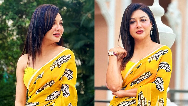হলুদ শাড়িতে নজর কাড়লেন জয়া