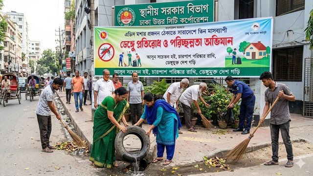 ১২ সেপ্টেম্বর থেকে তিন মাসব্যাপী ডেঙ্গু প্রতিরোধ ও পরিচ্ছন্নতা অভিযান