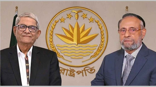 রাষ্ট্রপতি নির্বাচনের দুই প্রার্থী মির্জা ফখরুল ইসলাম আলমগীর ও কর্নেল অলি আহমদ। ছবি-সংগৃহীত
