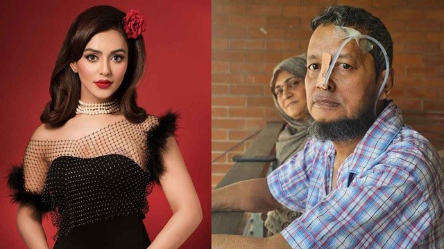 অসুস্থ বাবার ছবি দিয়ে যা লিখলেন নুসরাত ফারিয়া