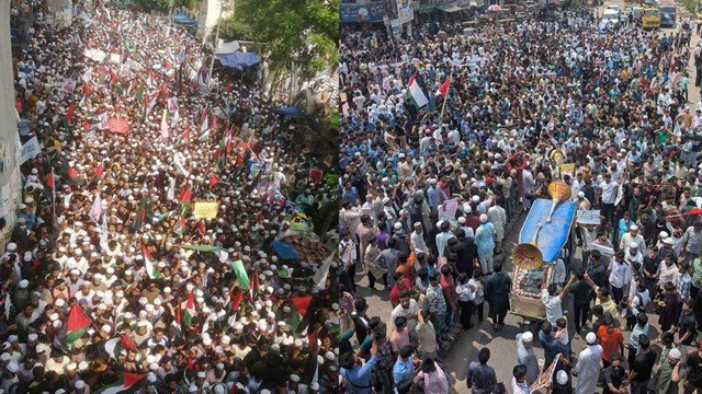 গাজায় বর্বর গণহত্যার প্রতিবাদে ফুঁসে উঠেছে বাংলাদেশ
