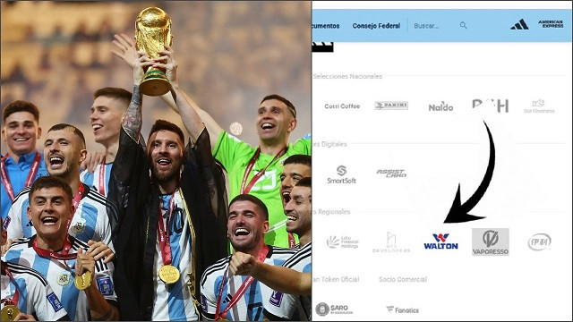 আর্জেন্টিনা ফুটবল অ্যাসোসিয়েশনের ওয়েবসাইটে ওয়ালটনের লোগো!