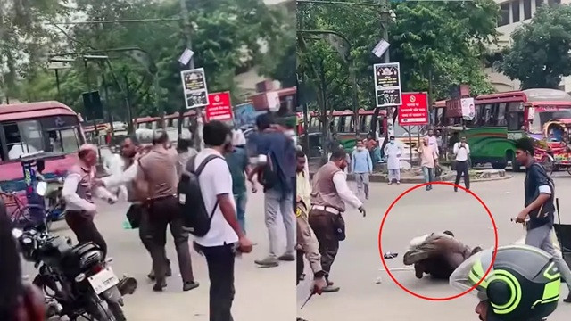 লিস্তানে সড়কের মধ্যে দুই ট্রাফিক কনস্টেবলের মারামারি,